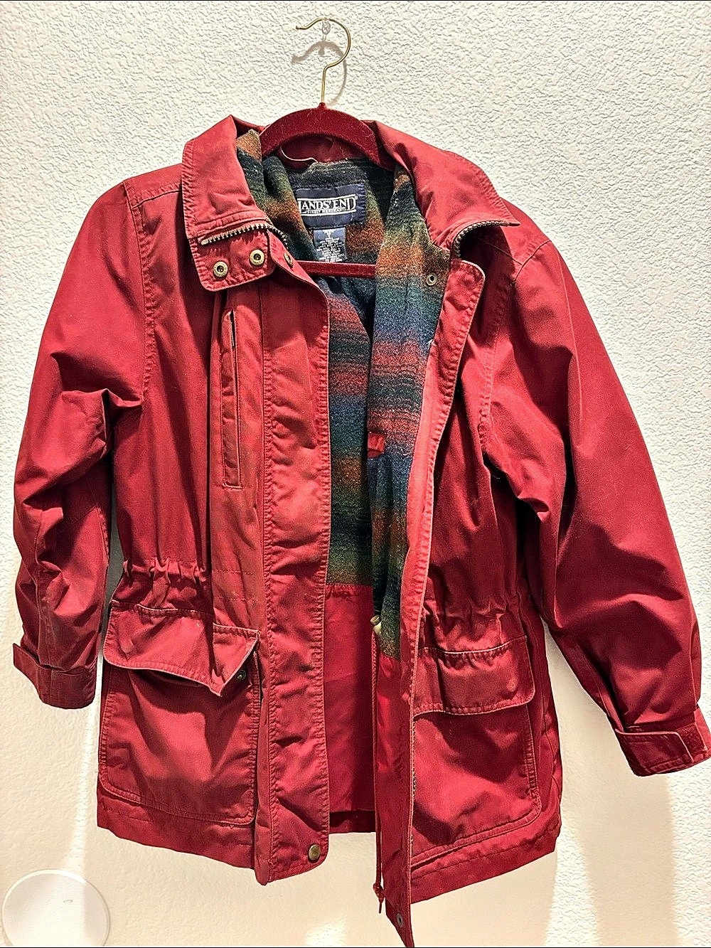 Lands' End Women's Plaid Utility Jacket Size XS